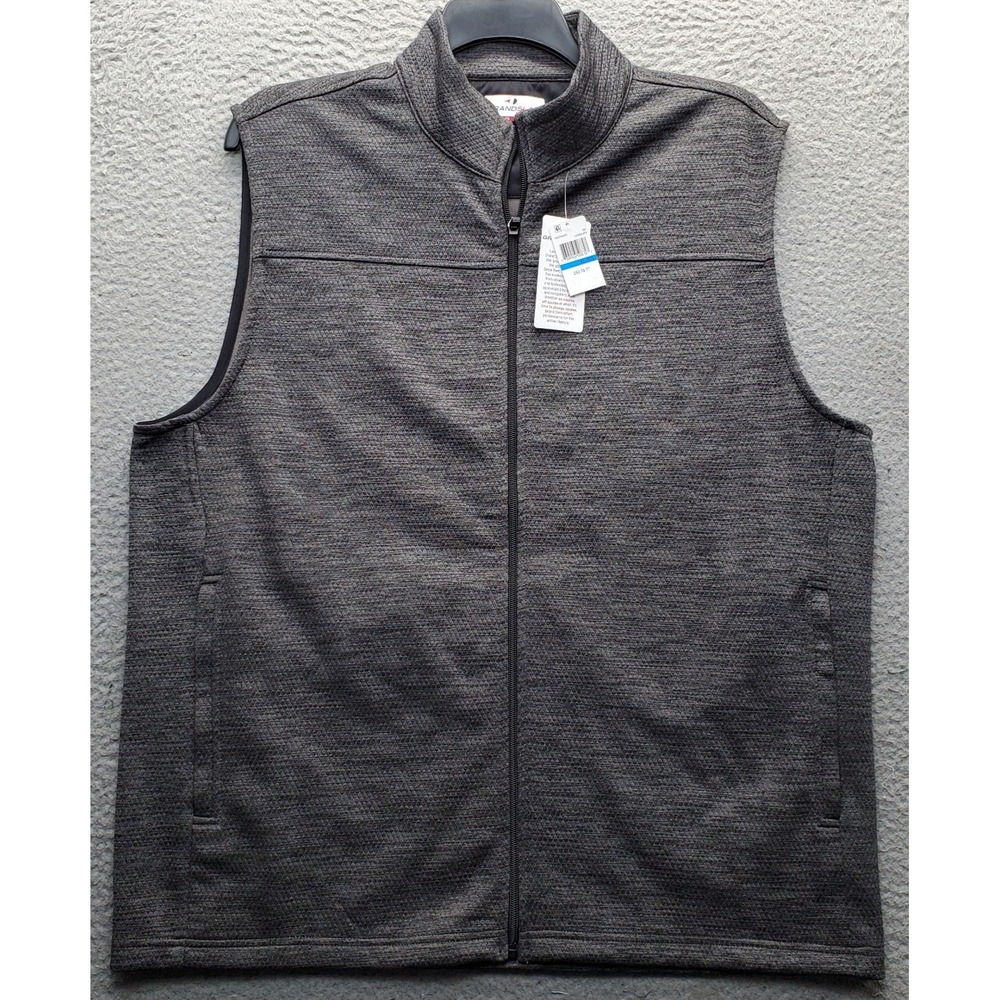 Grand Slam Golf Vest Mens XL Gray Heather Moisture-Wicking Performance Full Zip